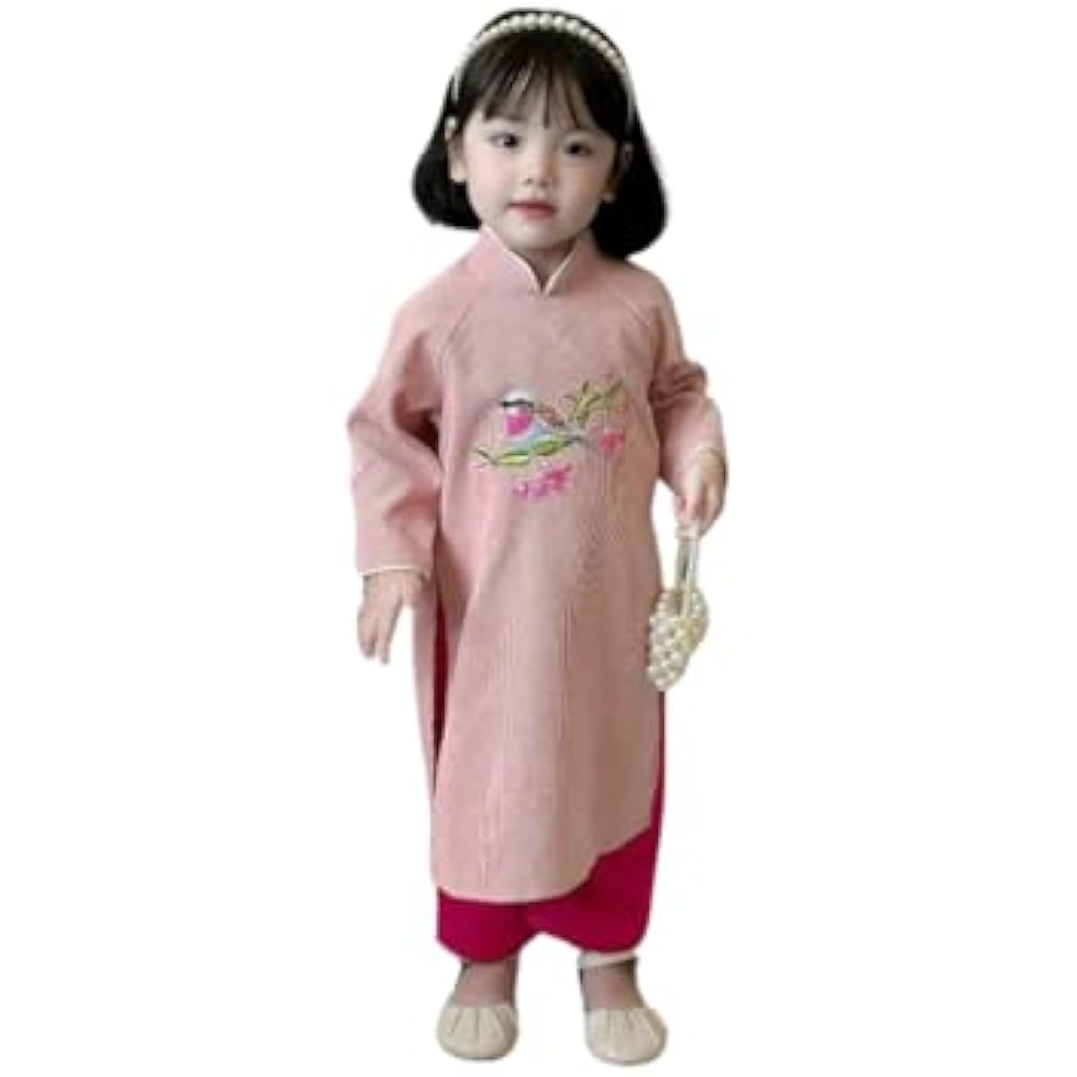 CuteSass Girl Embroidery Ao Dai Set (4 Colors) |Pre-made Vietnamese Ao Dai|Lunar New Year| Kid Ao Dai| Ao Dai for Girl
