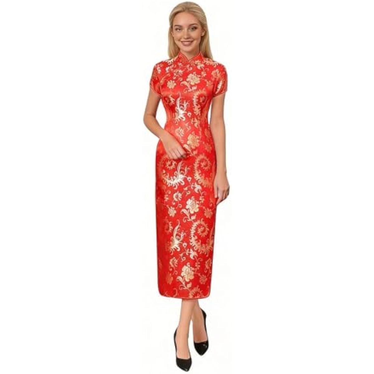 chinese bodycon dress Chinese Retro Cheongsam Summer Embroidery Sequins Qipao Women Bodycon Dress Gown
